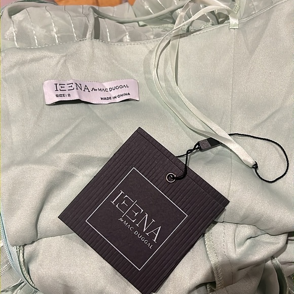 Ieena for Mac Duggal Embroidered Long Sleeve Ruffle Dress NWT - Picture 12 of 17